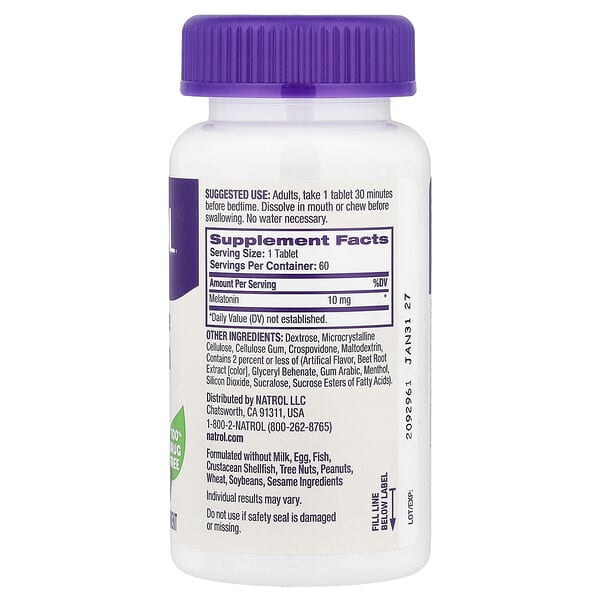 Alternative view of Natrol, Melatonin, Fast Dissolve, Strawberry, 10 mg, 60 Tablets