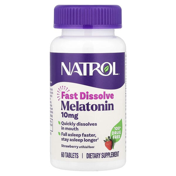 Natrol, Melatonin, Fast Dissolve, Strawberry, 10 mg, 60 Tablets