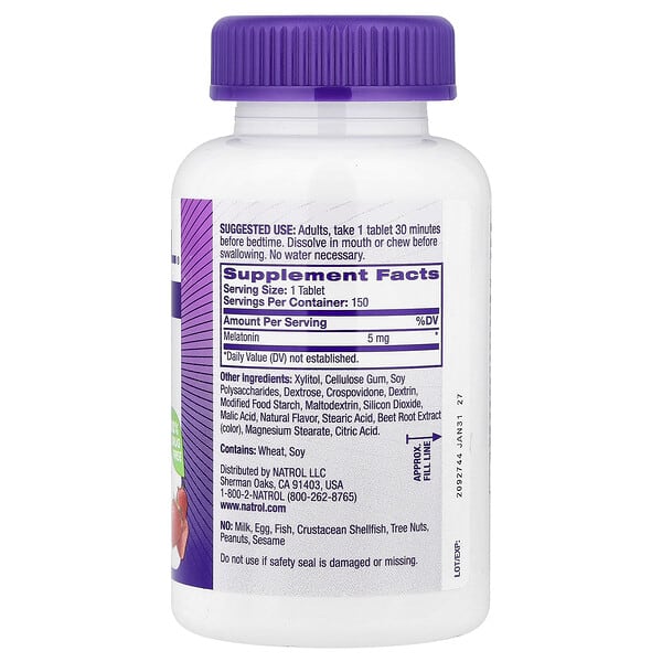 Alternative view of Natrol, Melatonin, Fast Dissolve, Strawberry, 5 mg, 150 Tablets