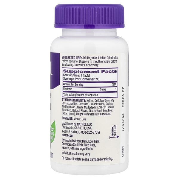 Alternative view of Natrol, Melatonin, Fast Dissolve, Strawberry, 5 mg, 90 Tablets