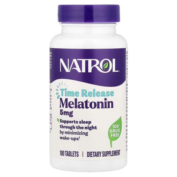 Natrol, Melatonin, Time Release, 5 mg, 100 Tablets