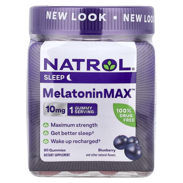 Natrol, MelatoninMax™, Blueberry, 10 mg, 80 Gummies