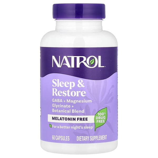 Natrol, Sleep & Restore, Melatonin Free, 60 Capsules