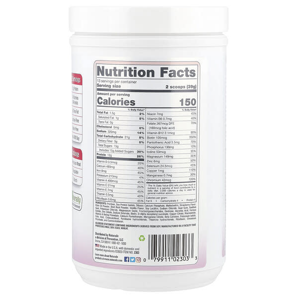 Alternative view of Naturade, Total Soy®, Meal Replacement, Strawberry Cream, 1 lb 1.88 oz (507 g)