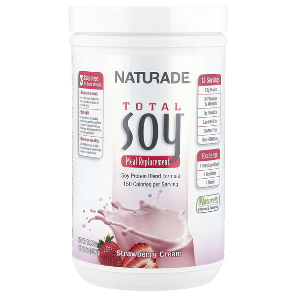 Naturade, Total Soy®, Meal Replacement, Strawberry Cream, 1 lb 1.88 oz (507 g) 5 Naturade, Total Soy®, Meal Replacement, Strawberry Cream, 1 lb 1.88 oz (507 g)