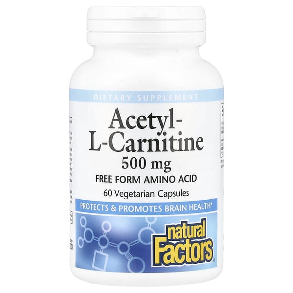 Natural Factors, Acetyl-L-Carnitine, 500 mg, 60 Vegetarian Capsules 5 Natural Factors, Acetyl-L-Carnitine, 500 mg, 60 Vegetarian Capsules