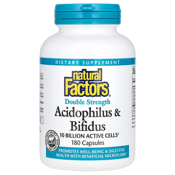 Natural Factors, Acidophilus & Bifidus, 10 Billion, 180 Capsules