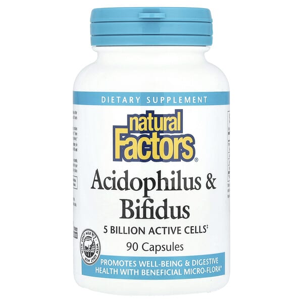 Natural Factors, Acidophilus & Bifidus, 90 Capsules 3 Natural Factors, Acidophilus & Bifidus, 90 Capsules