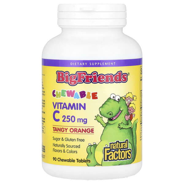 Natural Factors, Big Friends, Chewable Vitamin C, Tangy Orange, 250 mg, 90 Chewable Tablets