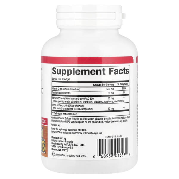 Alternative view of Natural Factors, BioCgel™, Buffered Vitamin C with BerryRich®, 90 Softgels
