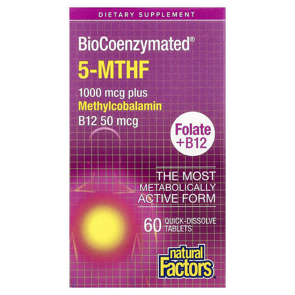 Natural Factors, BioCoenzymated®, Folate + B12, 60 Quick-Dissolve Tablets