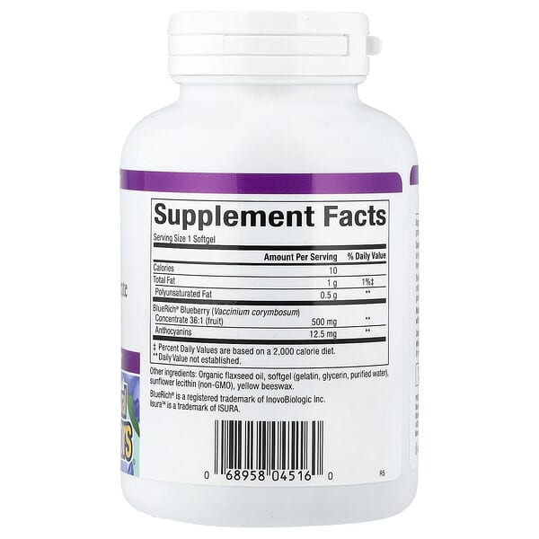 Alternative view of Natural Factors, BlueRich®, Super Strength Blueberry Concentrate, 500 mg, 90 Softgels