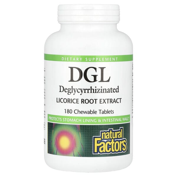 Natural Factors, DGL, Deglycyrrhizinated Licorice Root Extract, 180 Chewable Tablets