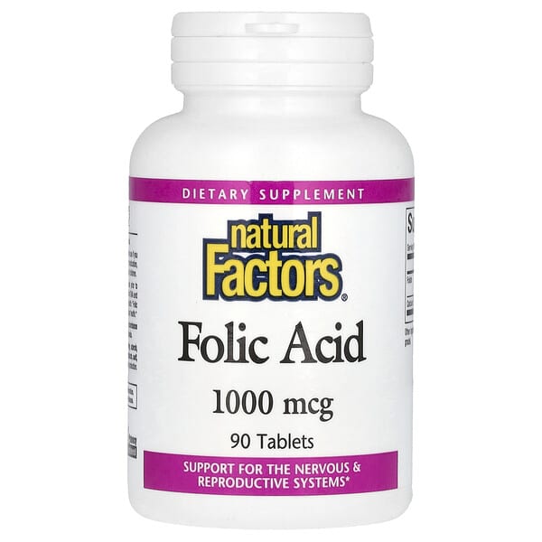 Natural Factors, Folic Acid, 1,000 mcg, 90 Tablets