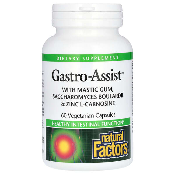 Natural Factors, Gastro-Assist™ with Mastic Gum, Saccharomyces Boulardii & Zinc L-Carnosine, 60 Vegetarian Capsules
