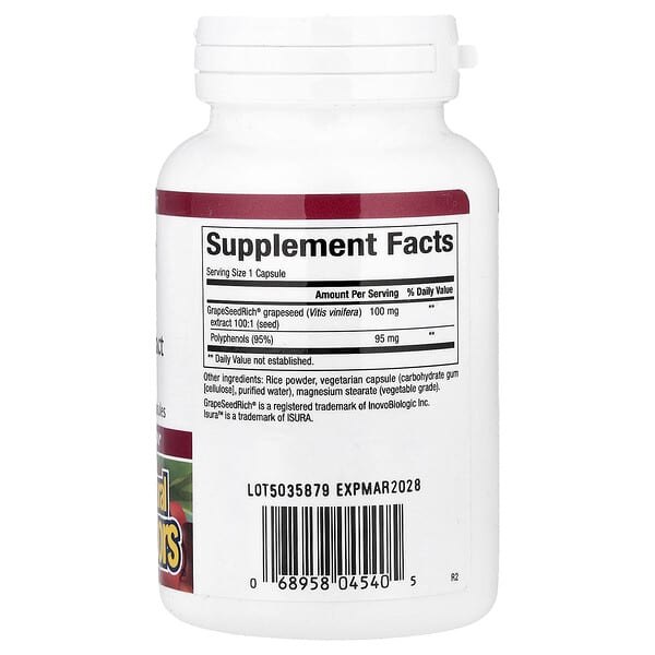 Alternative view of Natural Factors, GrapeSeedRich®, Grape Seed Extract, 100 mg, 120 Vegetarian Capsules