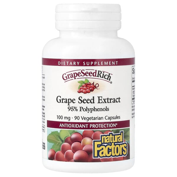 Natural Factors, GrapeSeedRich, Grape Seed Extract, 100 mg, 90 Vegetarian Capsules 2 Natural Factors, GrapeSeedRich, Grape Seed Extract, 100 mg, 90 Vegetarian Capsules