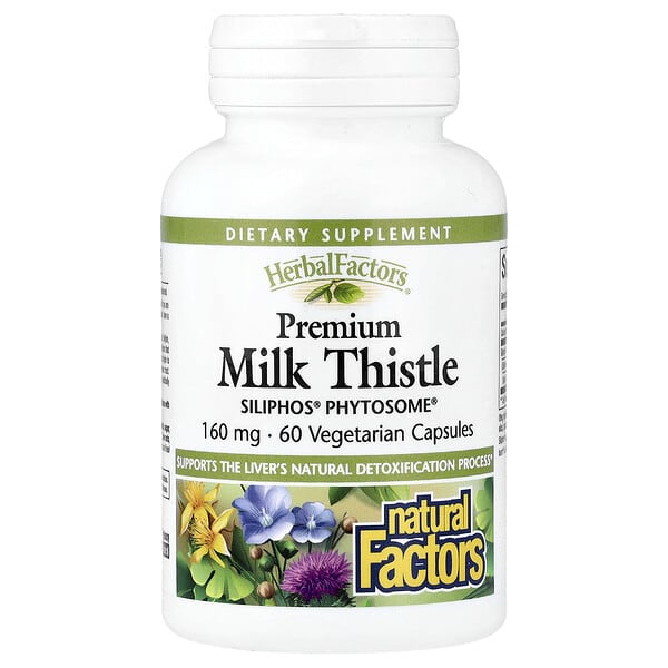 Natural Factors, Herbal Factors®, Premium Milk Thistle, 160 mg, 60 Vegetarian Capsules