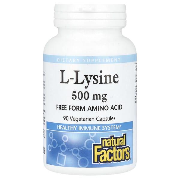 Natural Factors, L-Lysine, 500 mg, 90 Vegetarian Capsules
