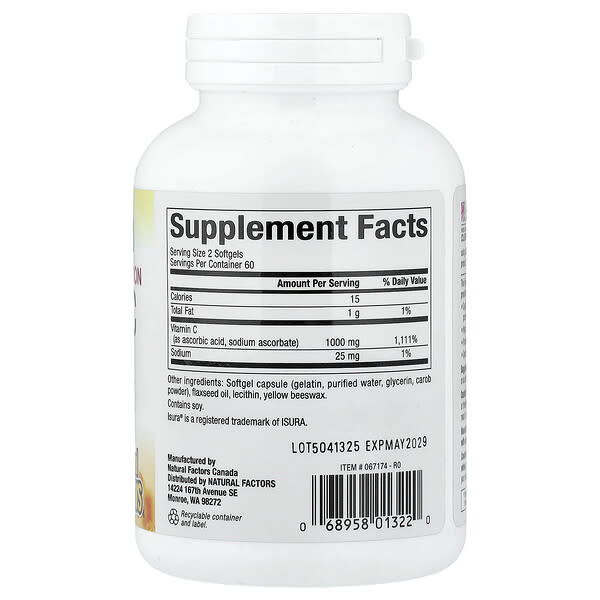 Alternative view of Natural Factors, Liposomal Vitamin C, 120 Softgels (500 mg per Softgel)