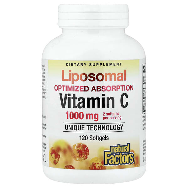 Natural Factors, Liposomal Vitamin C, 120 Softgels (500 mg per Softgel)