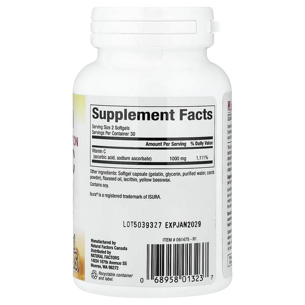 Alternative view of Natural Factors, Liposomal Vitamin C, 60 Softgels (500 mg per Softgel)