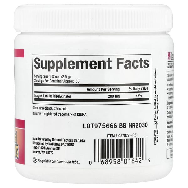 Alternative view of Natural Factors, Magnesium Pure Bisglycinate, 5.1 oz (145 g)