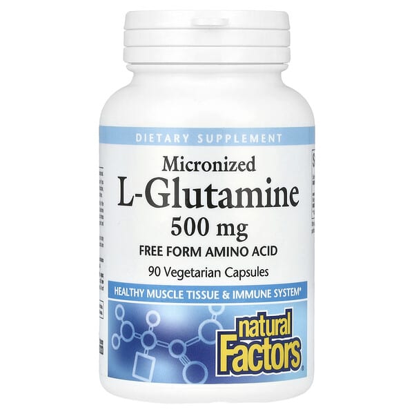 Natural Factors, Micronized L-Glutamine, 500 mg, 90 Vegetarian Capsules 5 Natural Factors, Micronized L-Glutamine, 500 mg, 90 Vegetarian Capsules