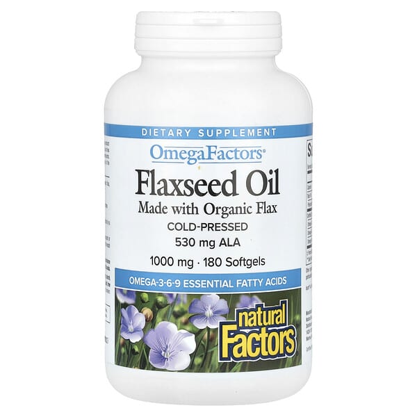 Natural Factors, OmegaFactors, Flaxseed Oil, 1,000 mg , 180 Softgels 5 Natural Factors, OmegaFactors, Flaxseed Oil, 1,000 mg , 180 Softgels