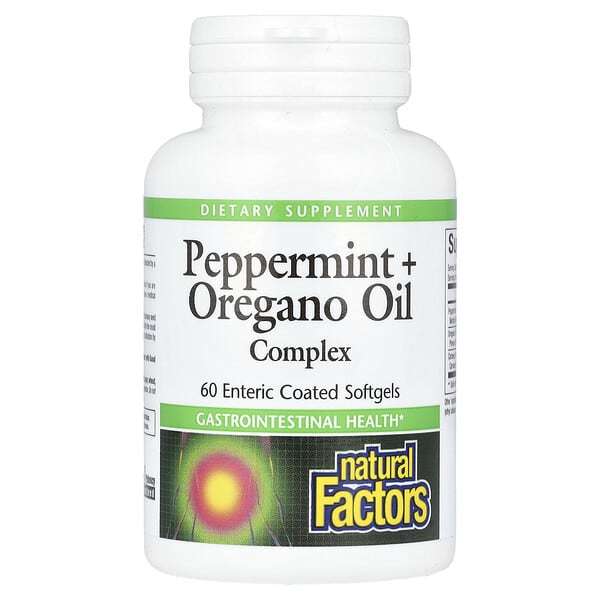Natural Factors, Peppermint + Oregano Oil Complex, 60 Enteric Coated Softgels 3 Natural Factors, Peppermint + Oregano Oil Complex, 60 Enteric Coated Softgels