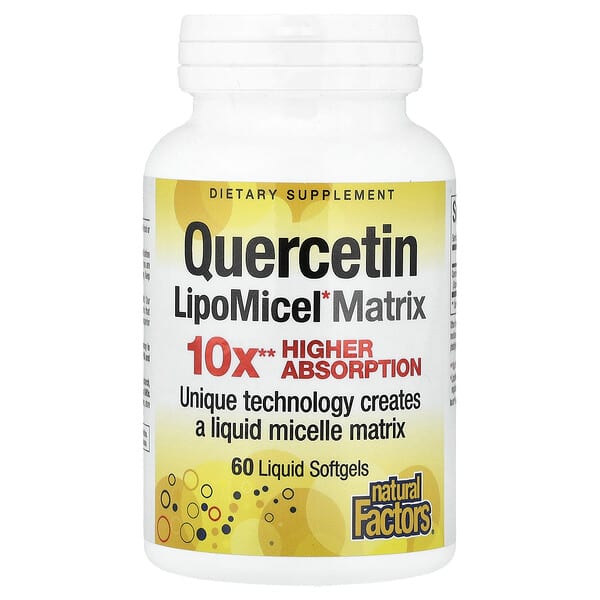 Natural Factors, Quercetin LipoMicel Matrix, 250 mg, 60 Liquid Softgels