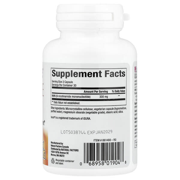 Alternative view of Natural Factors, RegenerLife®, NMN Surge, 60 Vegetarian Capsules (150 mg per Capsule)