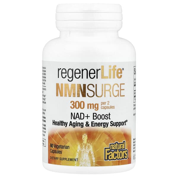 Natural Factors, RegenerLife®, NMN Surge, 60 Vegetarian Capsules (150 mg per Capsule)