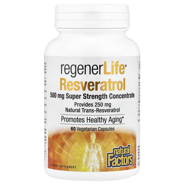Natural Factors, RegenerLife® Resveratrol, 500 mg, 60 Vegetarian Capsules