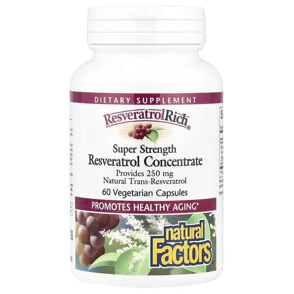 Natural Factors, ResveratrolRich®, Resveratrol Concentrate, Super Strength, 60 Vegetarian Capsules