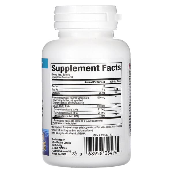 Alternative view of Natural Factors, RxOmega-3 Mini-Gels, 60 Softgels (530 mg per Softgel)
