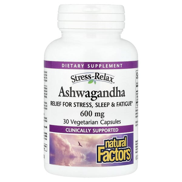 Natural Factors, Stress-Relax®, Ashwagandha, 600 mg, 30 Vegetarian Capsules 3 Natural Factors, Stress-Relax®, Ashwagandha, 600 mg, 30 Vegetarian Capsules