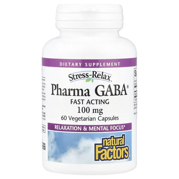 Natural Factors, Stress-Relax®, Pharma GABA®, 100 mg, 60 Vegetarian Capsules
