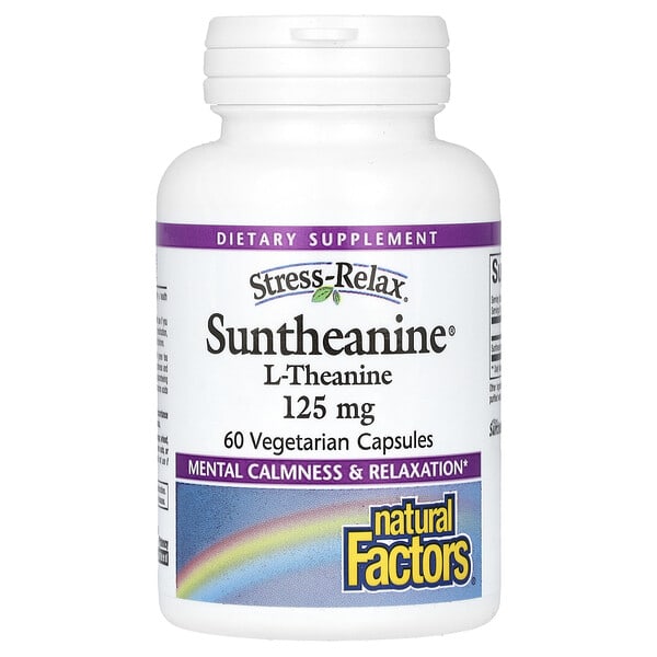 Natural Factors, Stress-Relax, Suntheanine, L-Theanine, 60 Vegetarian Capsules (125 mg per Capsule)