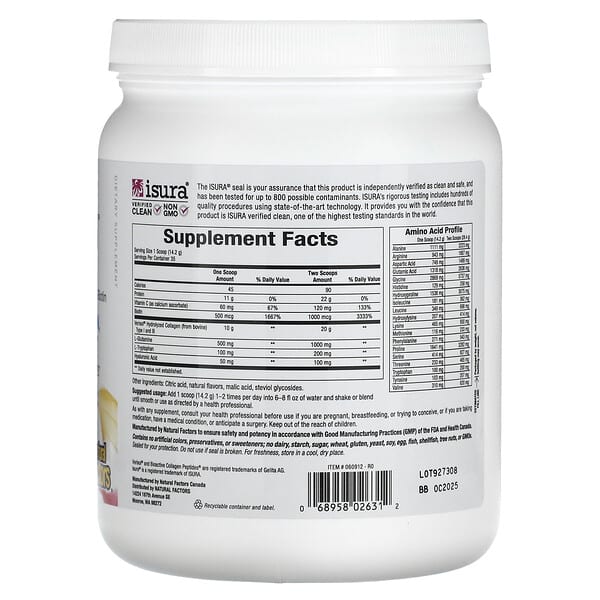 Alternative view of Natural Factors, Total Body Collagen, Bioactive Peptides, Orange, 1 lb 1 oz (500 g)