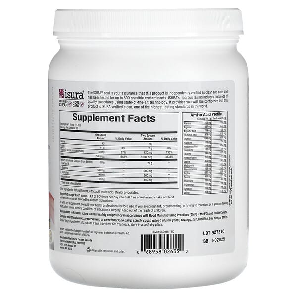 Alternative view of Natural Factors, Total Body Collagen, Bioactive Peptides, Pomegranate, 1 lb 1 oz (500 g)
