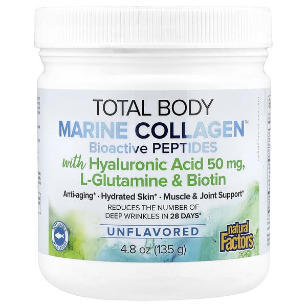 Natural Factors, Total Body Marine Collagen™, Bioactive Peptides, Unflavored, 4.8 oz (135 g)