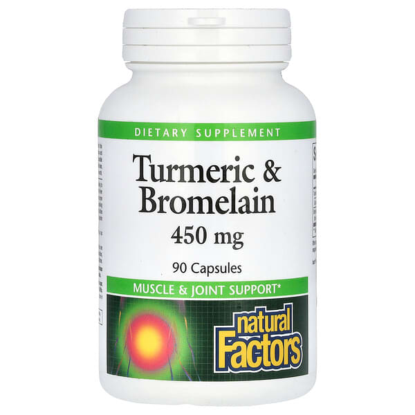 Natural Factors, Turmeric & Bromelain, 450 mg, 90 Capsules