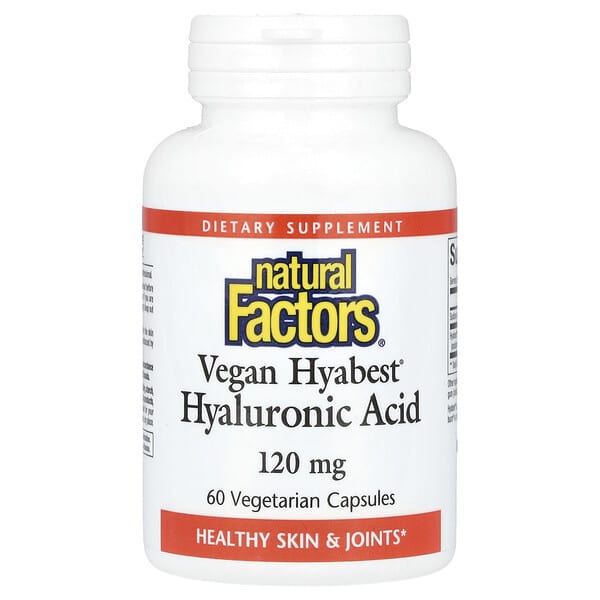 Natural Factors, Vegan Hyabest, Hyaluronic Acid, 120 mg, 60 Vegetarian Capsules