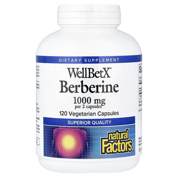 Natural Factors, WellBetX®, Berberine, 120 Vegetarian Capsules (500 mg per Capsule)