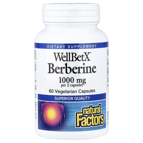 Natural Factors, WellBetX® Berberine, 60 Vegetarian Capsules (500 mg per Capsule)