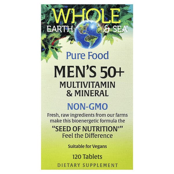 Natural Factors, Whole Earth & Sea®, Men's 50+ Multivitamin & Mineral, 120 Tablets
