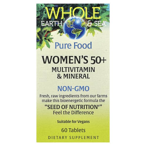 Natural Factors, Whole Earth & Sea®, Women's 50+ Multivitamin & Mineral, 60 Tablets
