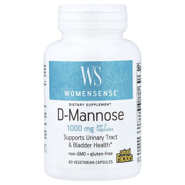 Natural Factors, Womensense®, D-Mannose, 60 Vegetarian Capsules (500 mg per Capsule)