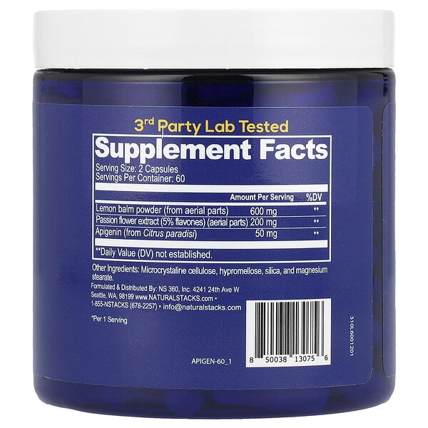 Alternative view of Natural Stacks, Apigenin+, 120 Vegan Capsules